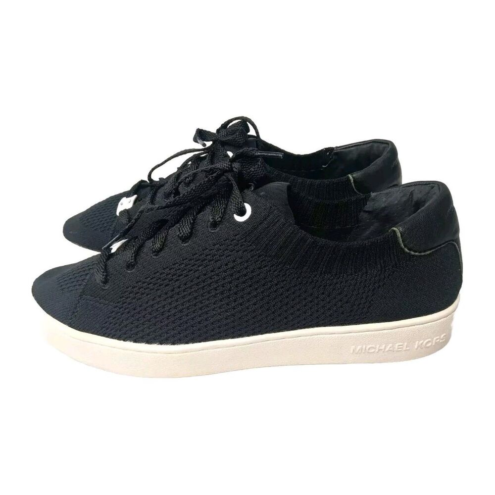 Michael Kors Skyler Shoes Women's Sz 9 Sneakers Black Fabric Upper Leather Trim